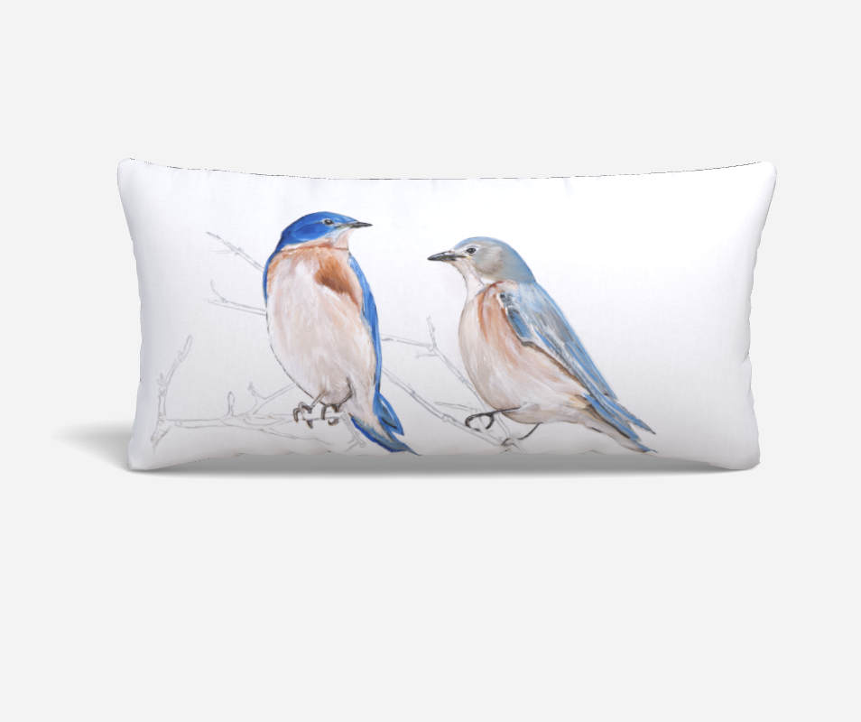 Bluebirds Lumbar Pillow Case