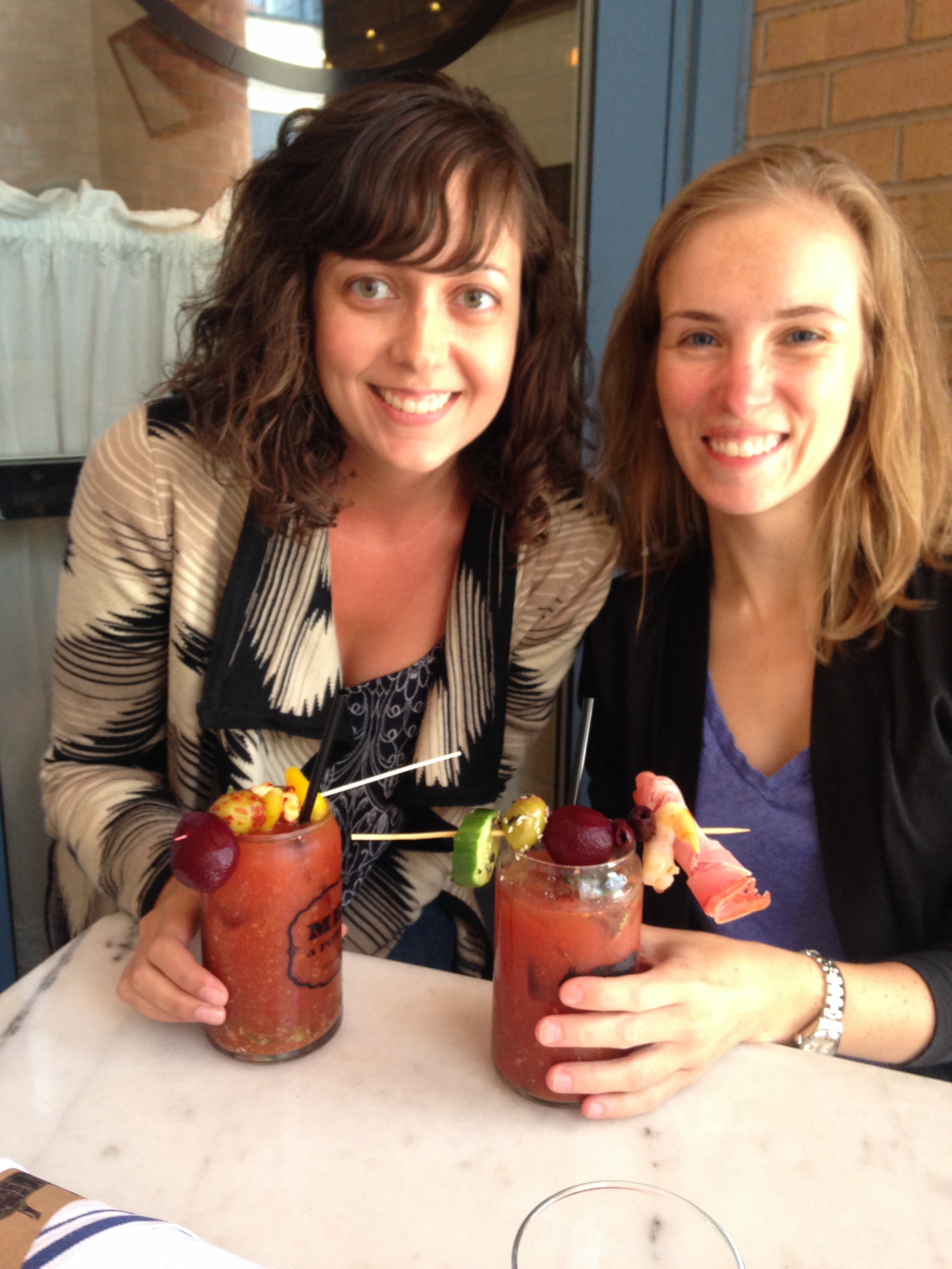 Nicole and Zabe get carried away at the Bloody Mary bar.