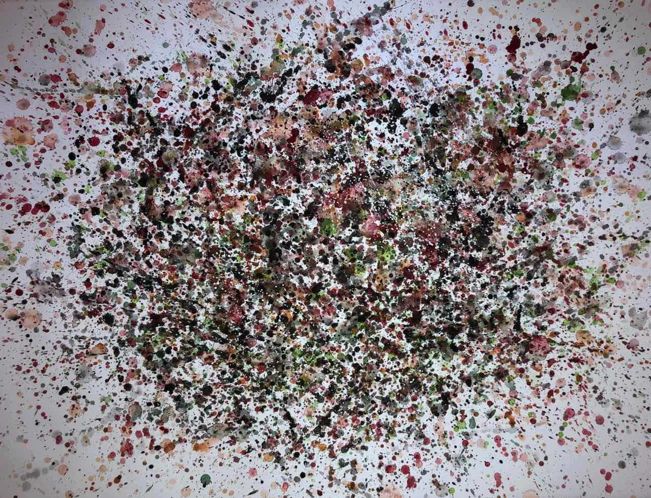 “Meditation: eruptive agony” Watercolor, oil paint 20”x30”