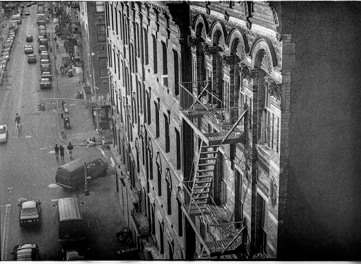 Looking west on Madison Street, Lower East Side Manhattan. February 1995