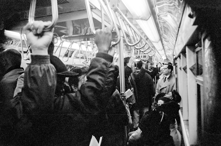 IRT Redbird Subway car interior, New York City. December 1995