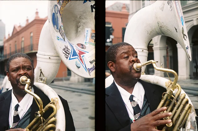 Outside St. Louis Cathedral, New Orleans (Half-frame). February 2012