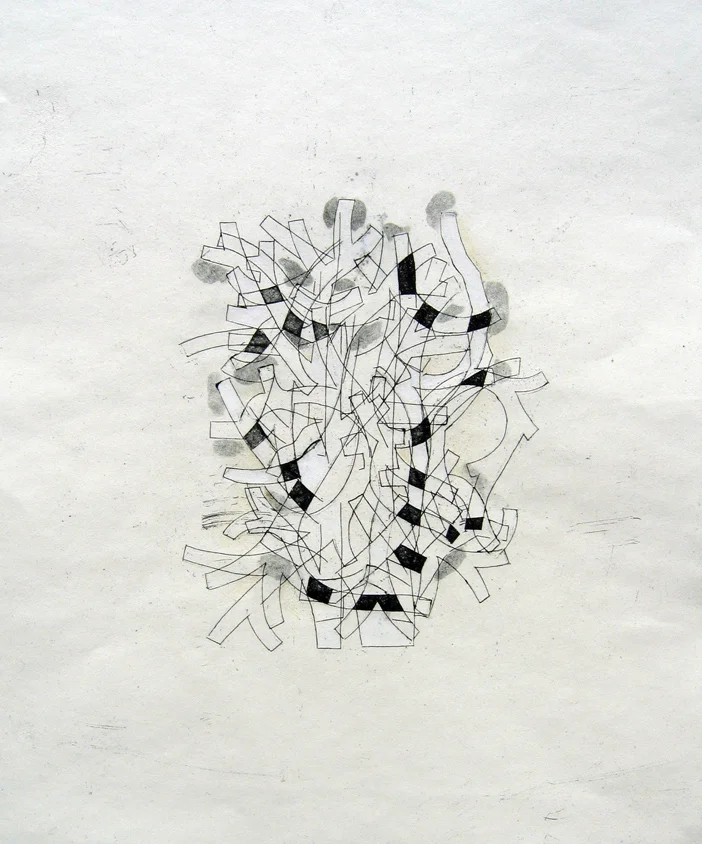  Trees  etching monoprint 