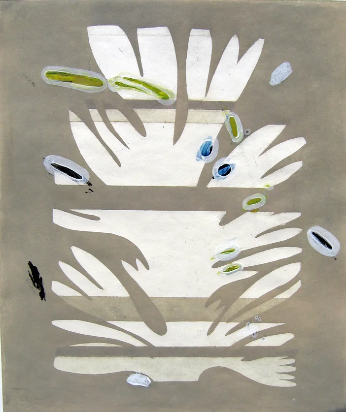  Seedtree   Monoprint aqua tent 