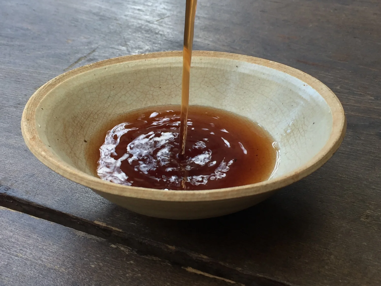 Song Dynasty tea bowl on Dutch farm table
