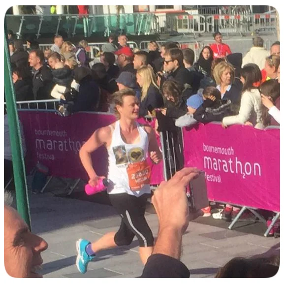 Helen nearing the finish line