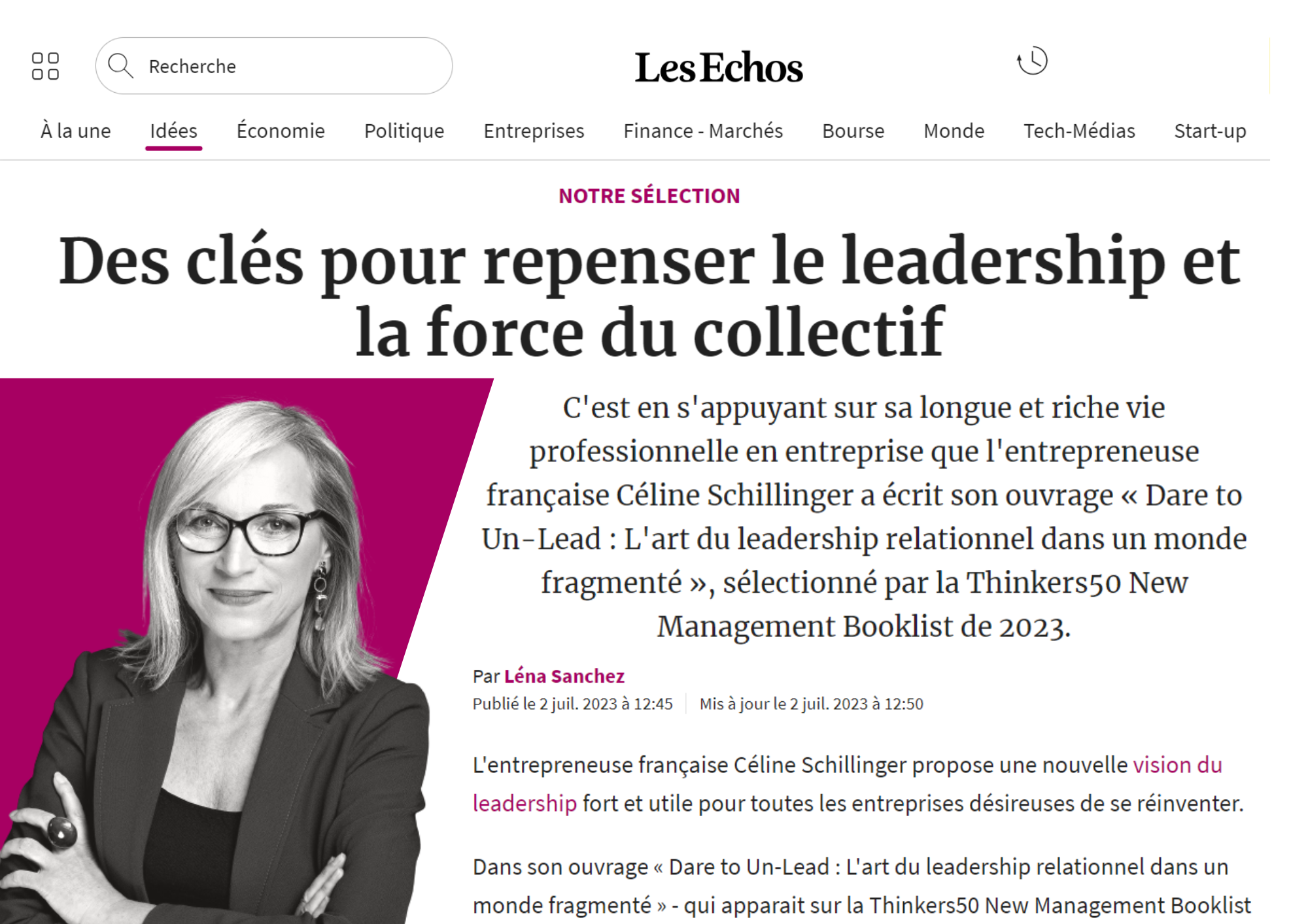 Céline Schillinger, Leadership Relationel | Les Echos