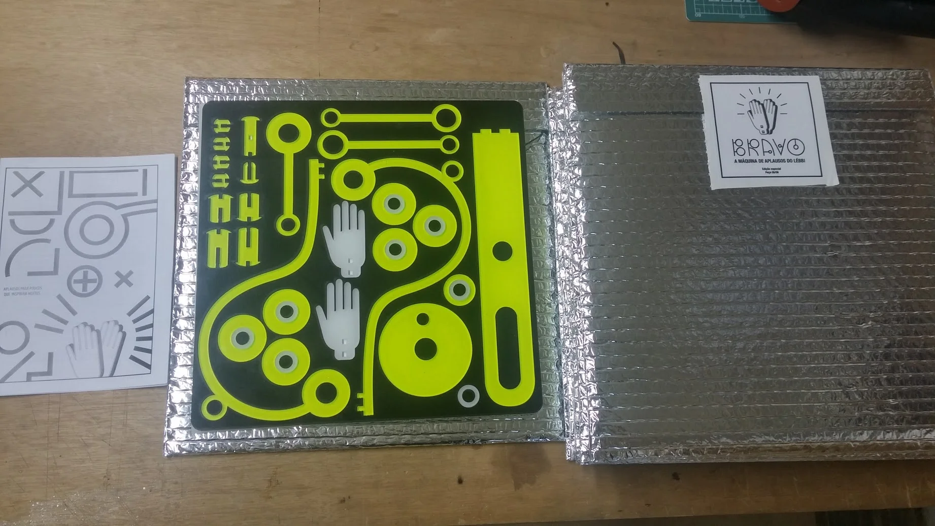 A embalagem e o aspecto final ficaram bem bonitos. Fizemos 6 máquinas para teste.