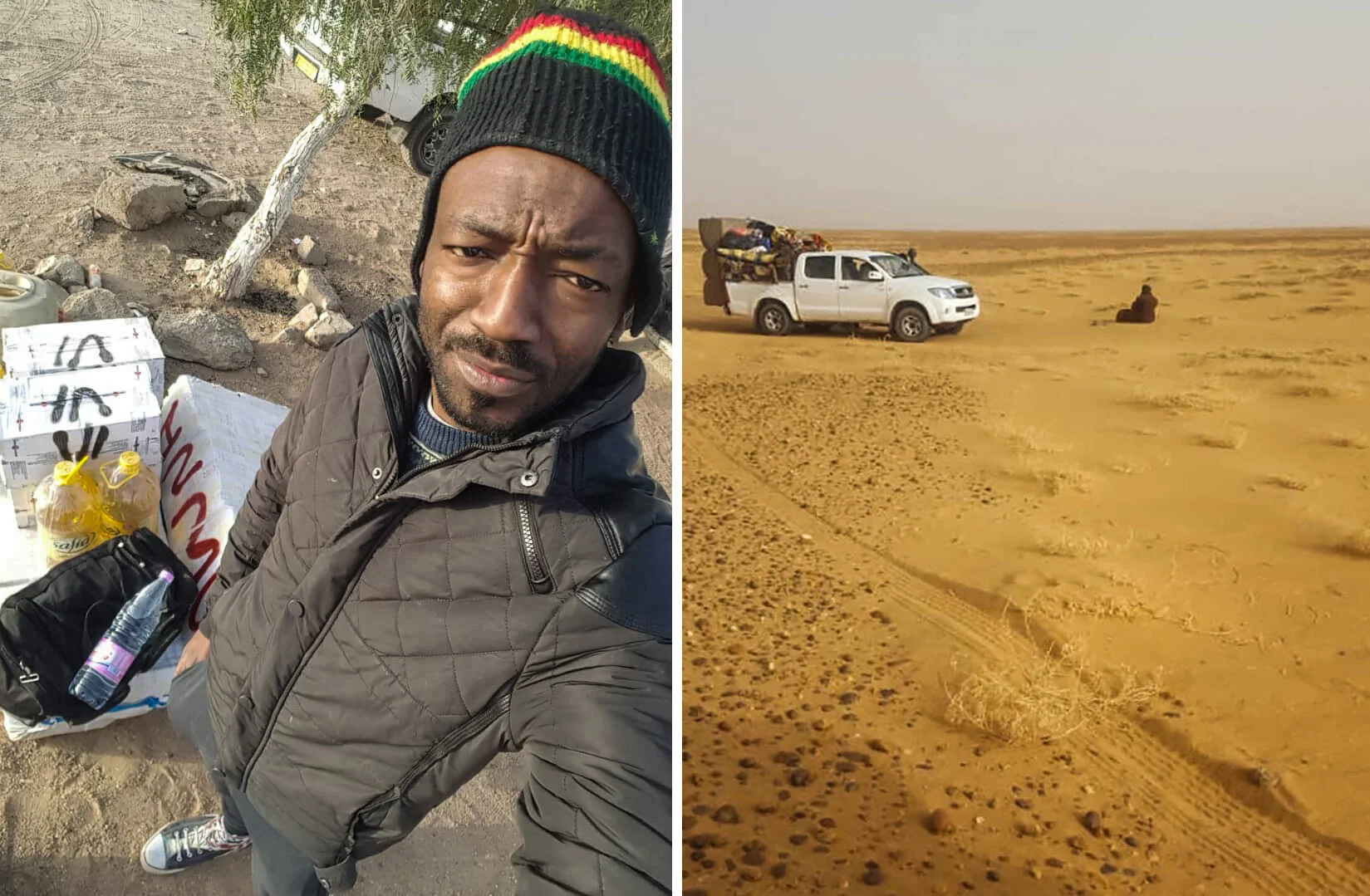  Rodrigue a photographié son retour au Cameroun et la traversée du désert. Là, la frontière entre l’Algérie et le Niger, en mars 2019.  