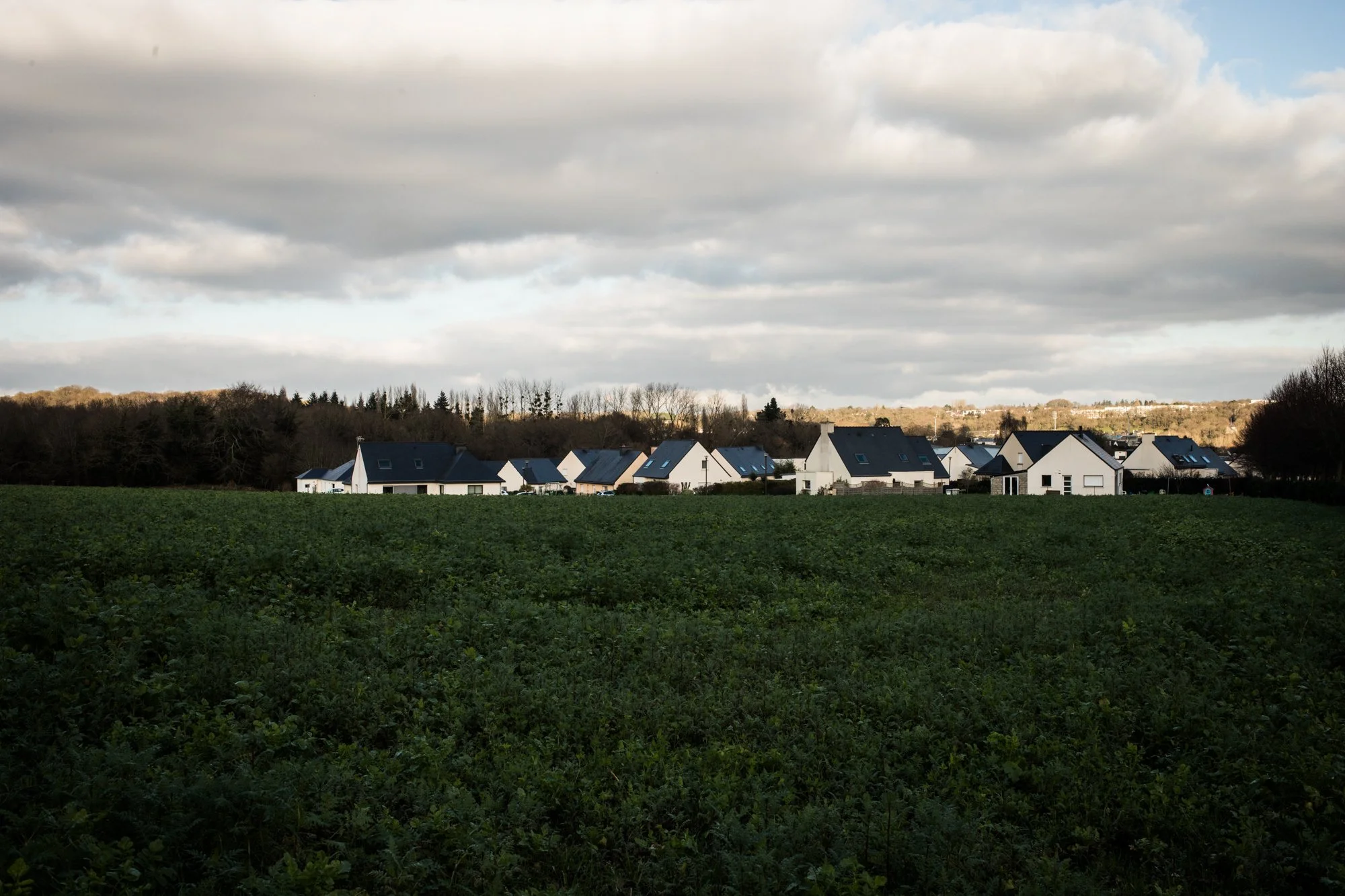  Ensemble de maisons récemment construites situées à quelques mètres du collège Albert Camus sur le trajet de Lucas. Janvier 2022.  