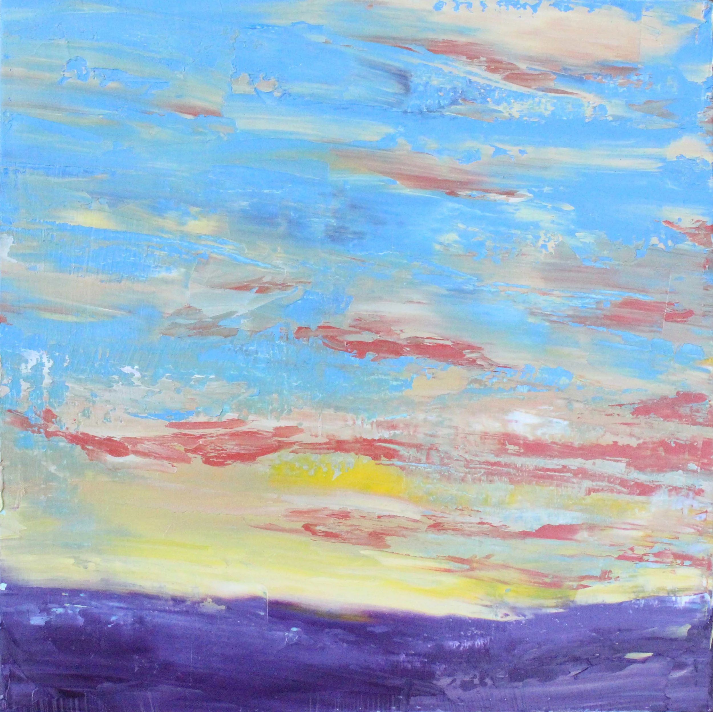 Oil painting 2: vibrant Colorado sunset over the mountain range 