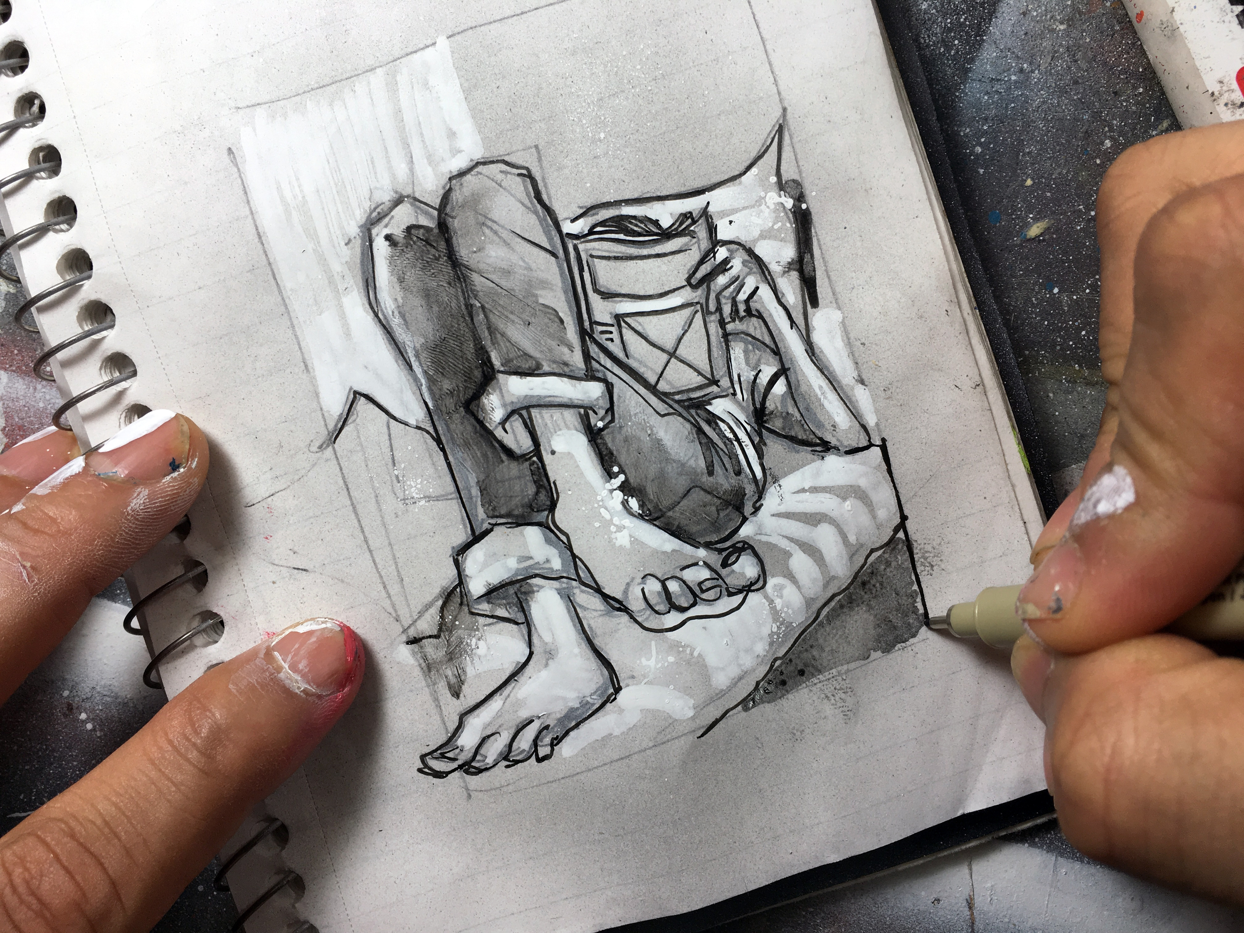 Week 48, day 1. I haven’t drawn in a tiny notebook in ages but it was what was in front of me at the time. Small study for this weeks piece. 