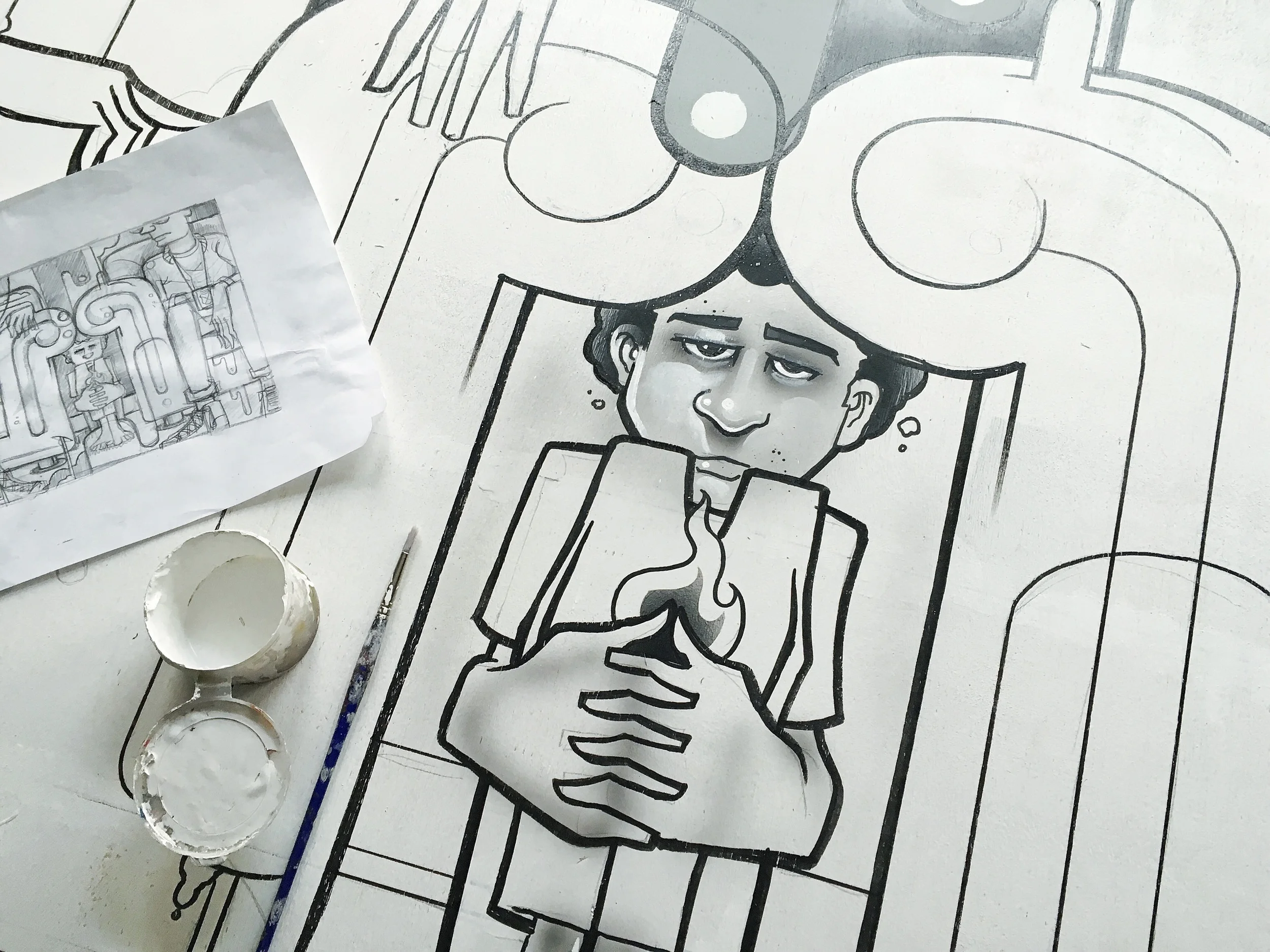 Chipping away at this months piece, slower than normal for sure. I really underestimated how exhausting pain can be. I had to start working on this sitting flat.