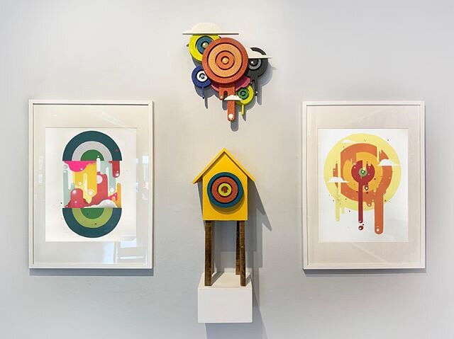Another interrelated cluster of from my show RETROSPECT @chicagotruborn. With so much of my earliest work, even up until today, being so representational drawing and heavily dependent on line work and often with a limited palette I began to feel a st