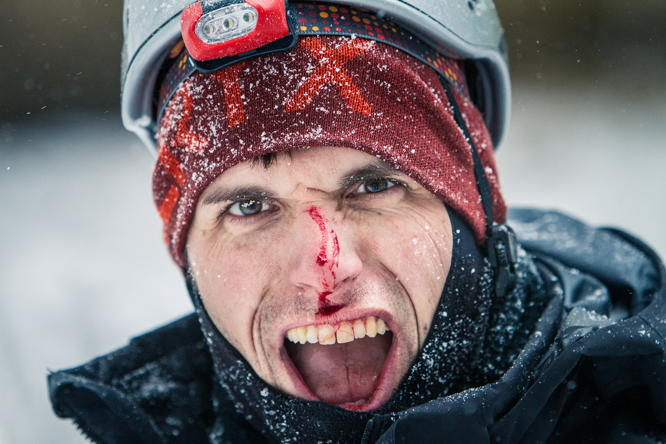 Matt Cox gets the sharp end on an ice climb in Northern Michigan.