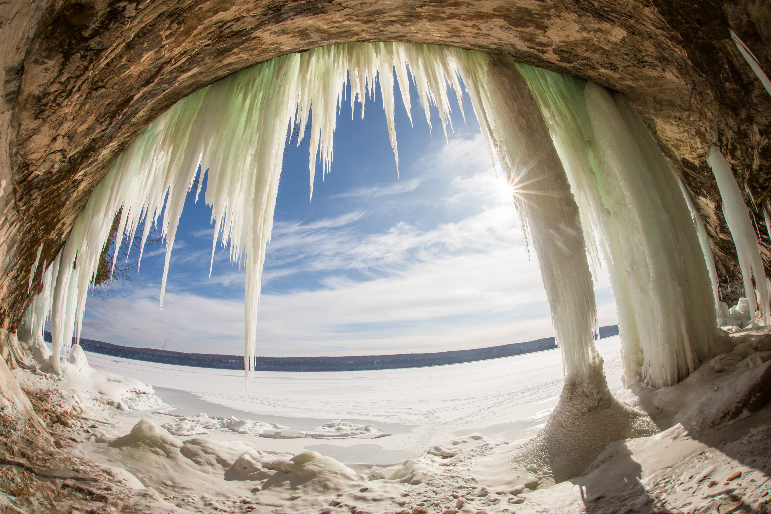 Ice caves along the shores of Lake Superior, found on Grand Island, Michigan.