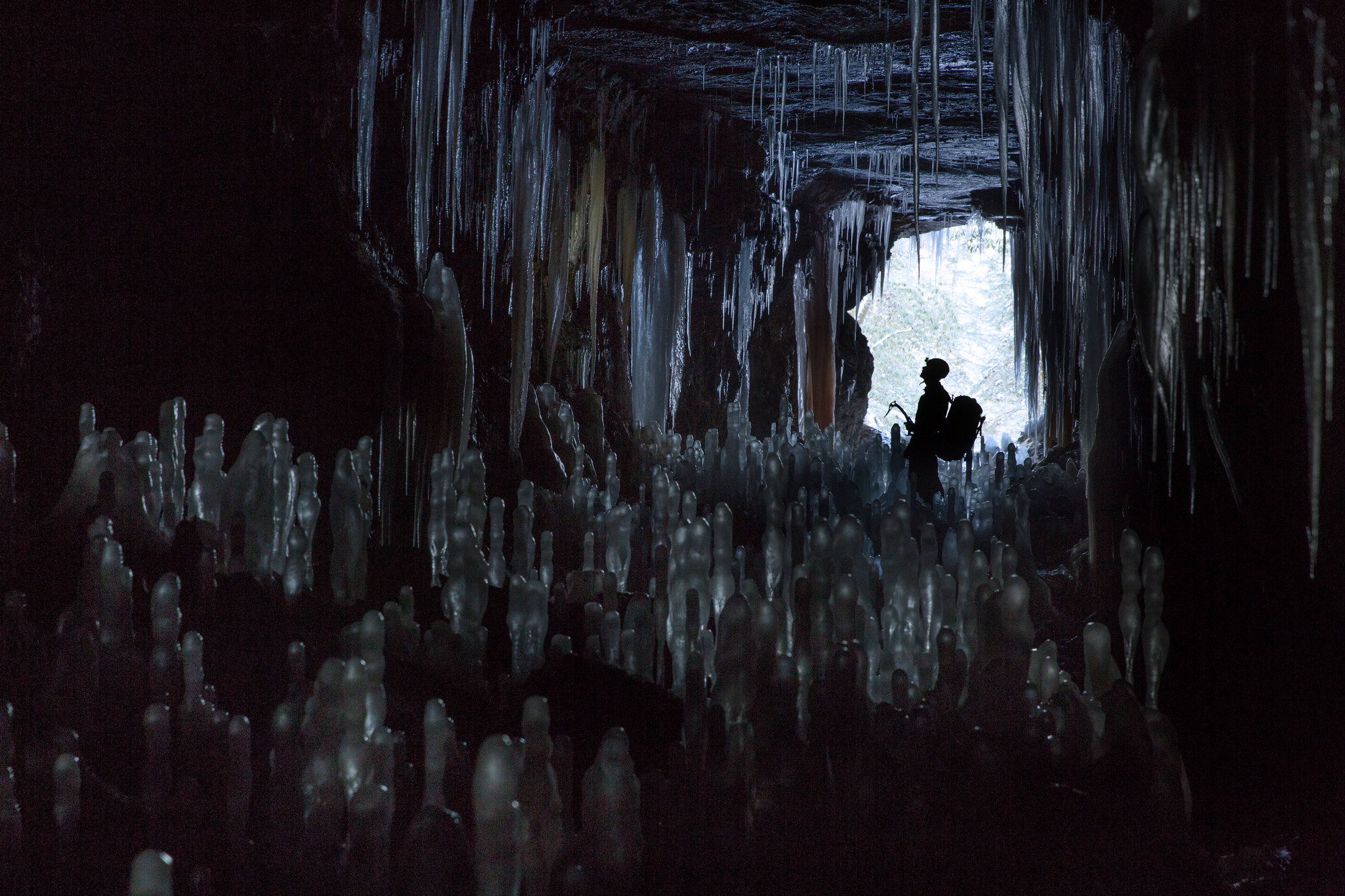 Ice forming inside hidden caves in Kentucky.