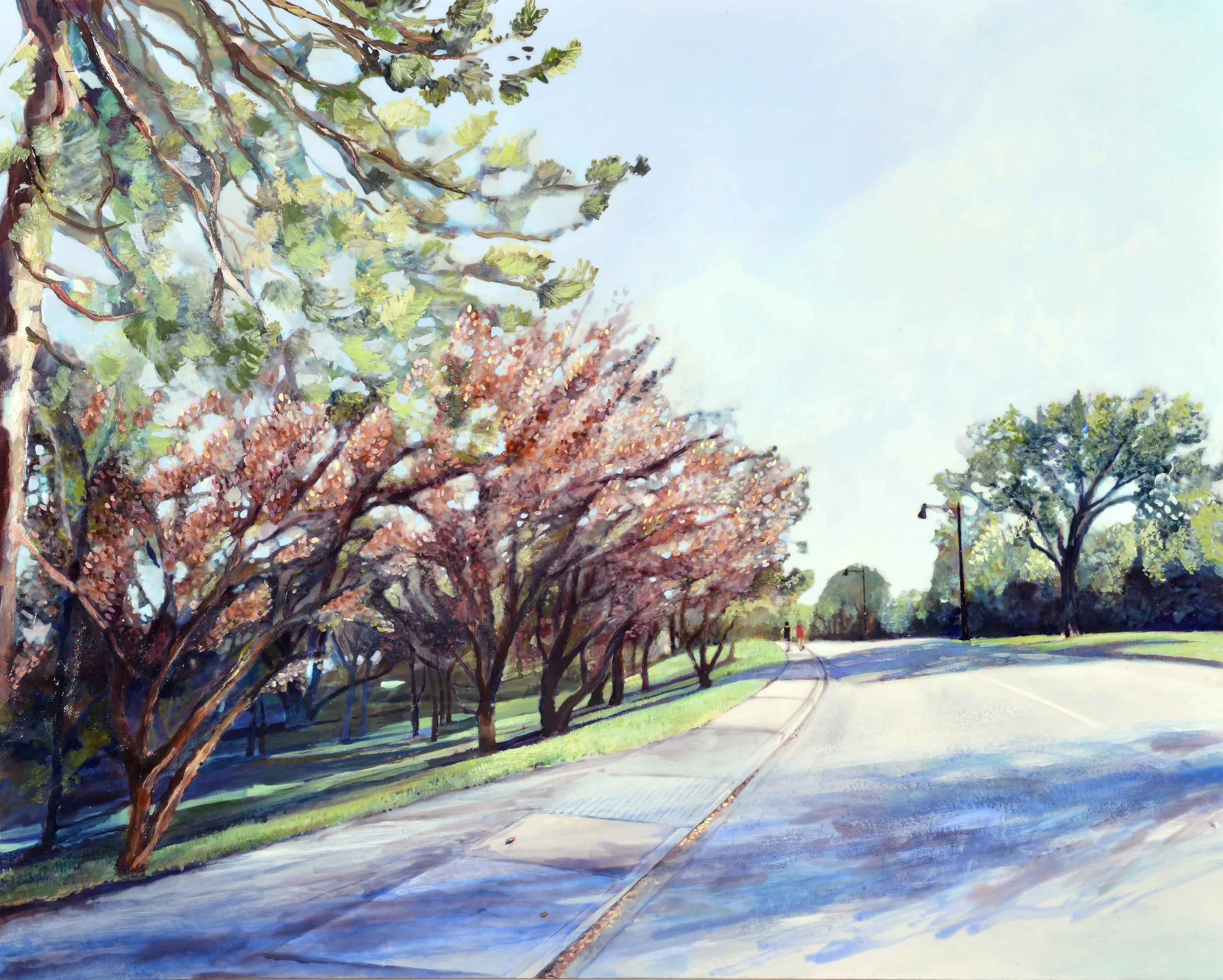 Heather Cline: Urban Forest #5 (2015), acrylic and panel, (24” X 30”)