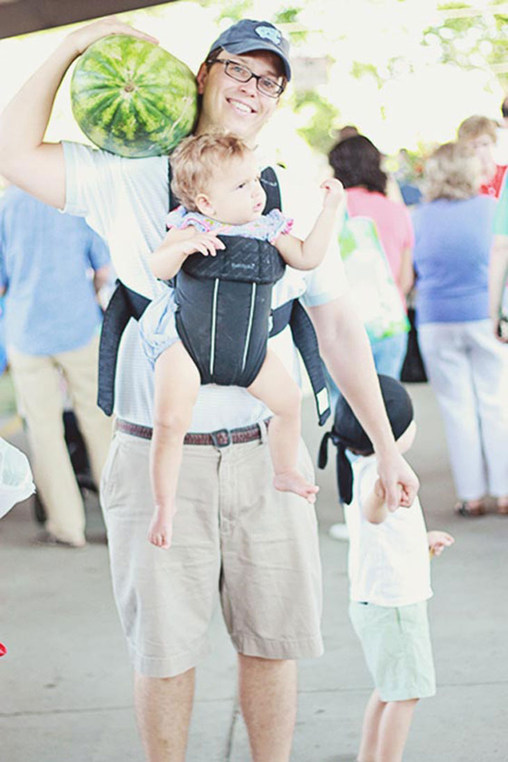 josh carries the watermelon home