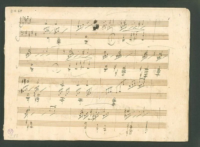 Part of the Manuscript of Beethoven's Opus 27, no. 2--popularly known as "The Moonlight Sonata"