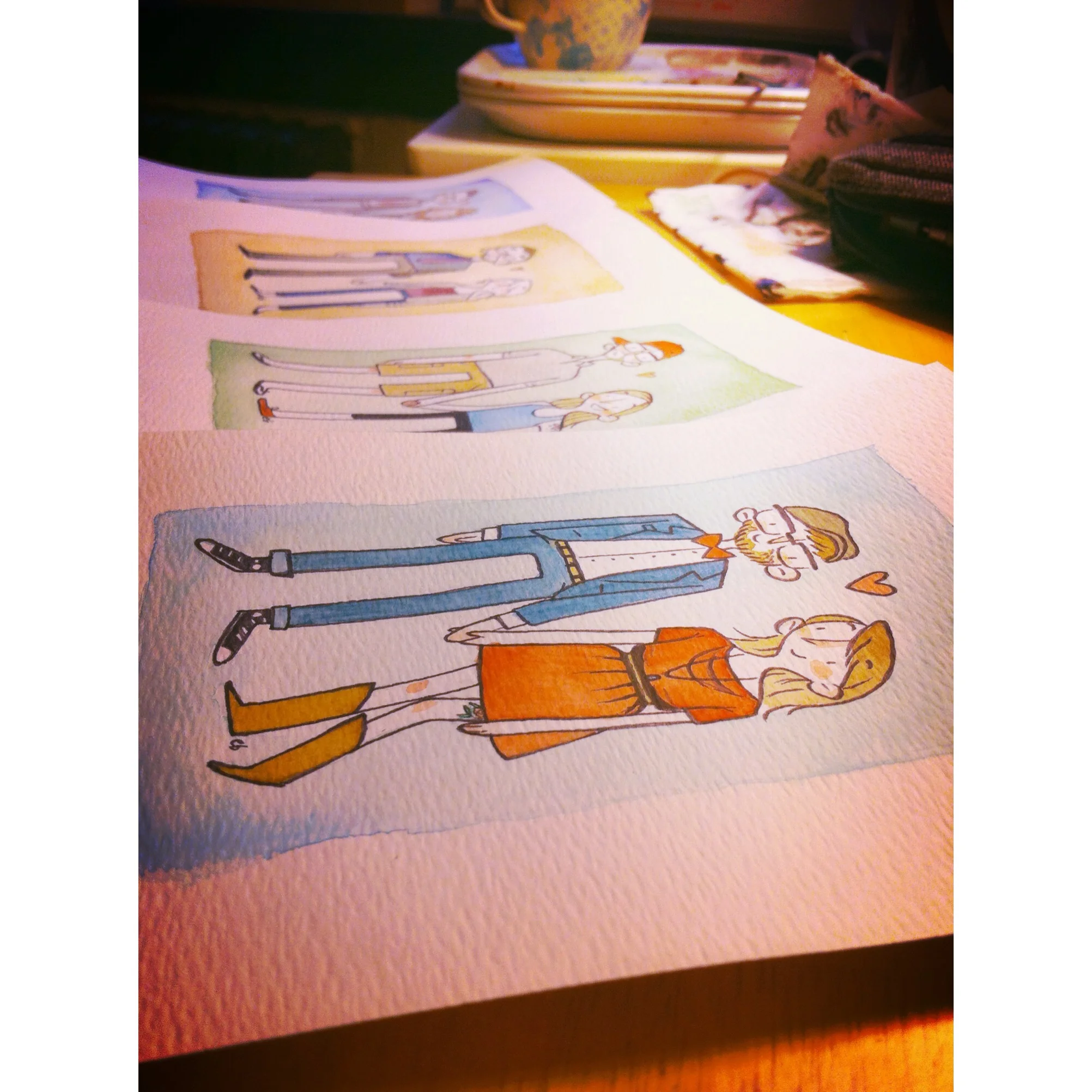 Multiple portrait commissions. Ready to send off!