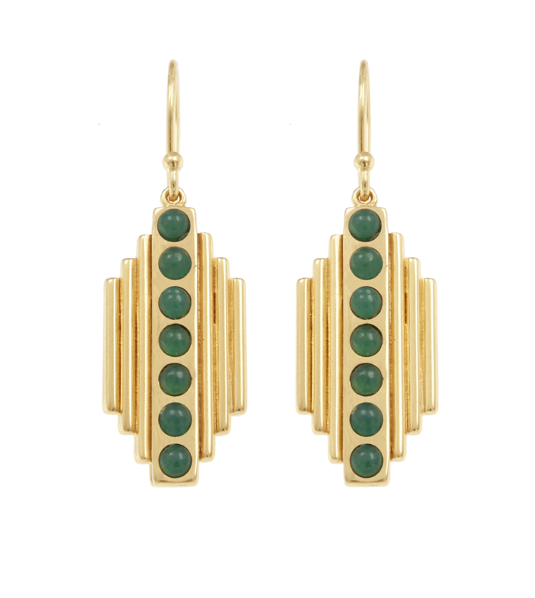 YW-E041-300 (1) Stone Studded Line Dangle Earrings - Green.jpg