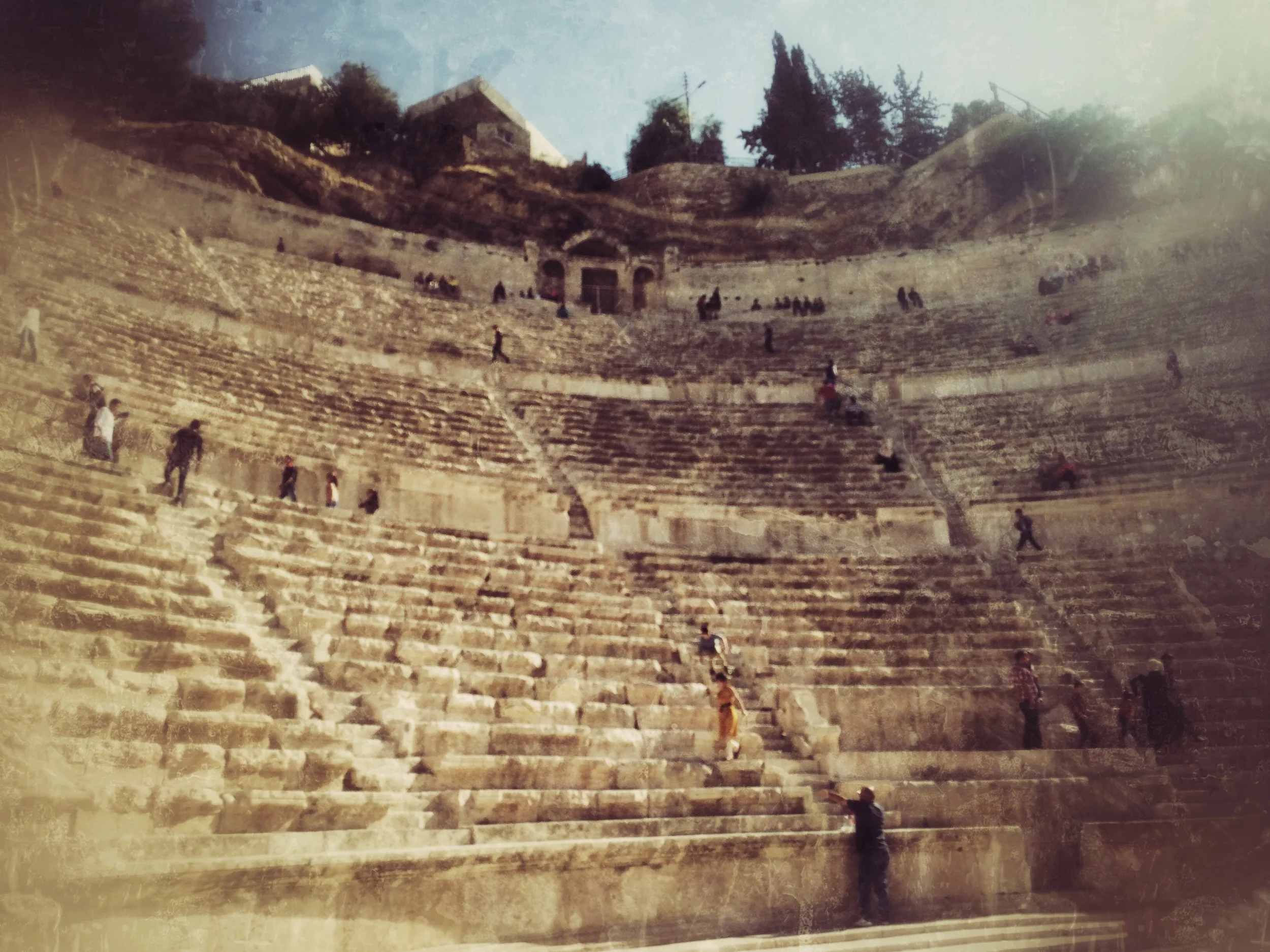 From the floor of The Roman Arena (Ok, Amphitheater) in Amman, Jordan. October 2014