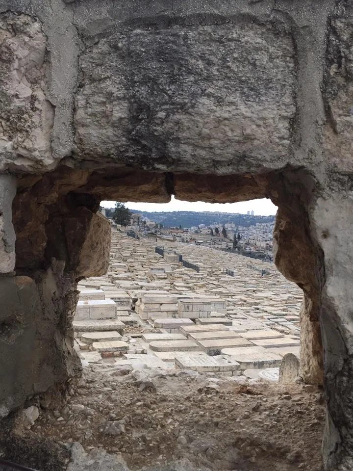 The tombs on the path down to the garden of Gethsemane from the Mount of Olives.