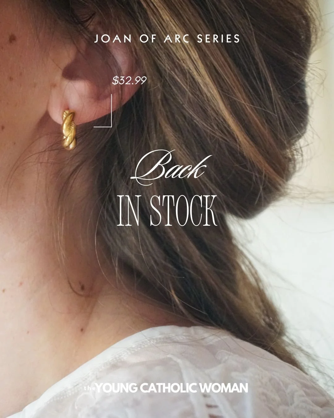 Sweet like a shepherdess, fierce like a warrior. ⚜️

Our stunning Joan of Arc Series features gold hoop earrings, inspired by none other than our favorite heroine&mdash;an emblem of courage, strength, and unyielding spirit. Just as Saint Joan of Arc 