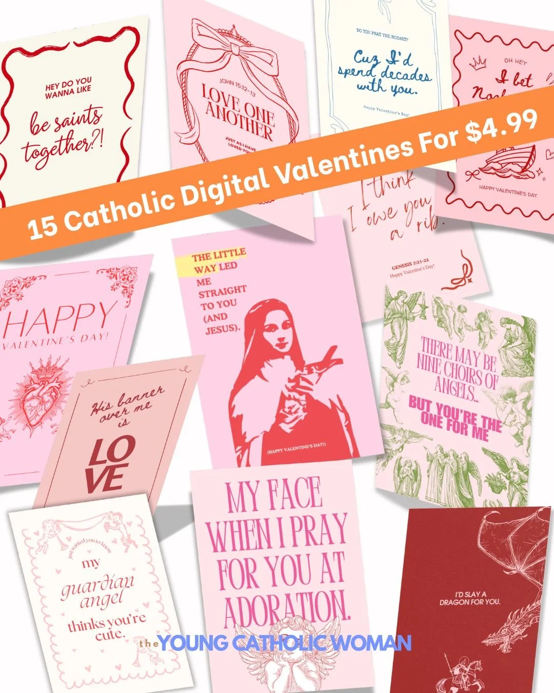 Look what's back! 😍 Get fifteen Catholic Valentine's Day cards as a digital download for just $4.99!