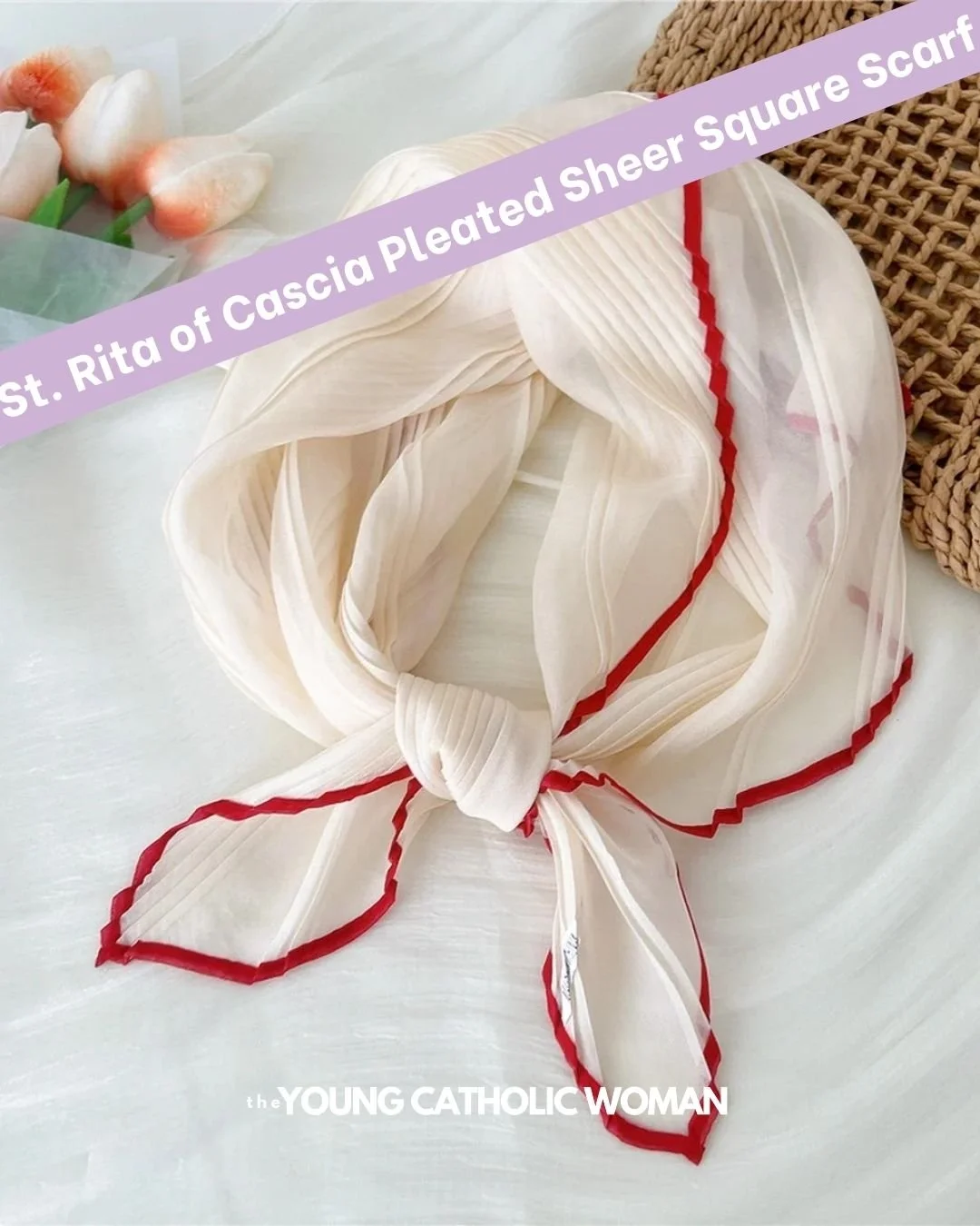 Just in time for St. Valentine's Day! 🥰 

Inspired by St. Rita of Cascia, patron saint of impossible causes and perseverance, our St. Rita Pleated Sheer Square Scarf  is a graceful symbol of faith, hope, and quiet strength. Light and softly pleated,