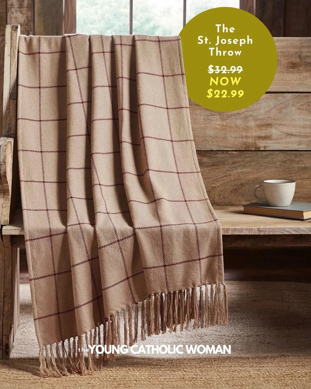 Originally $32.99, now on sale for $22.99! Embrace the nurturing spirit of St. Joseph with our cotton woven throw blanket, designed to reflect his unwavering strength and devotion. Each cozy fiber wraps you in warmth, serving as a daily reminder of c