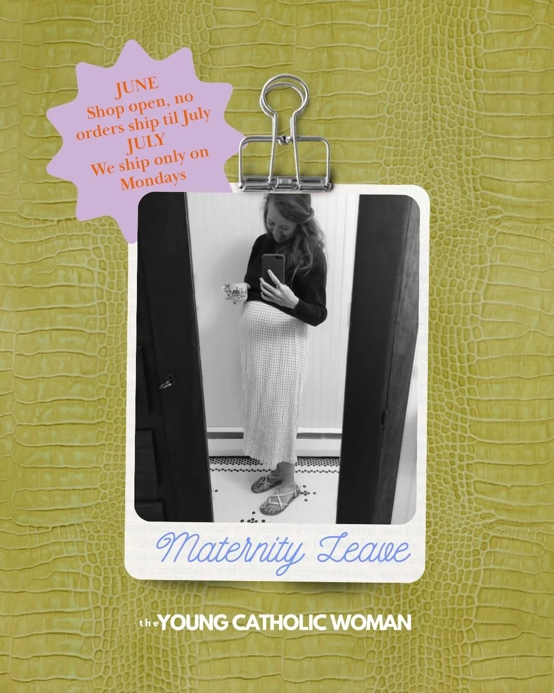 Cannot believe it's time to talk Maternity Leave! 😭 🥹

While our date isn't set yet, I can at least share that the entire month of June we won't be shipping out orders &mdash; but the shop will remain open! During the month of July, we'll be sendin