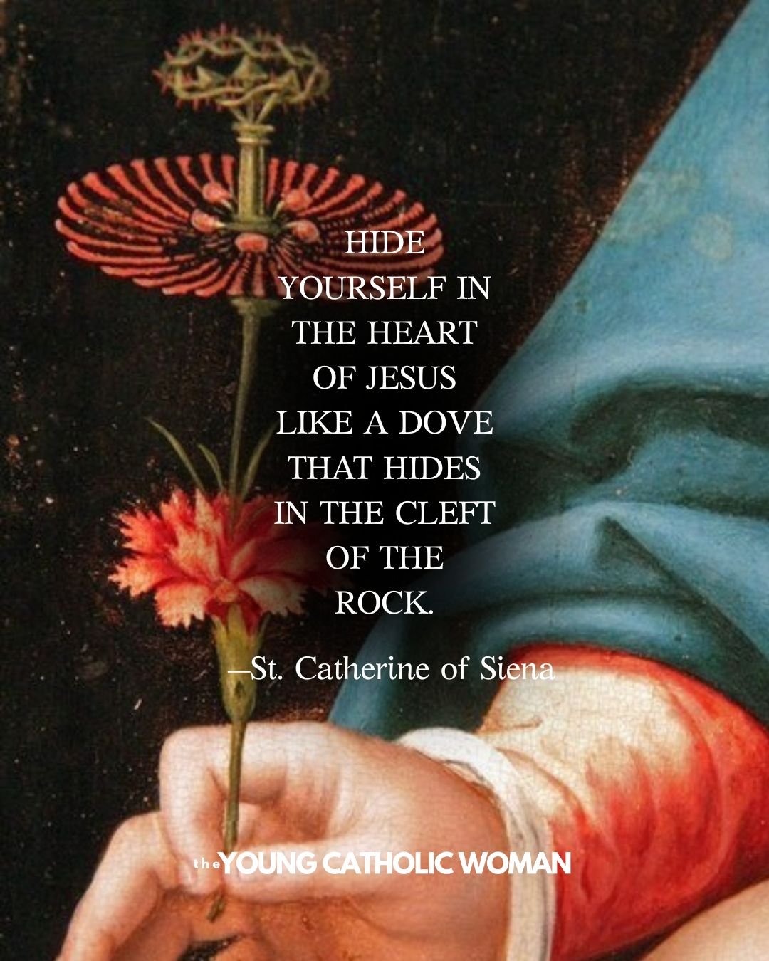&ldquo;Hide yourself in the Heart of Jesus like a dove that hides in the cleft of the rock.&rdquo;
&mdash;St. Catherine of Siena