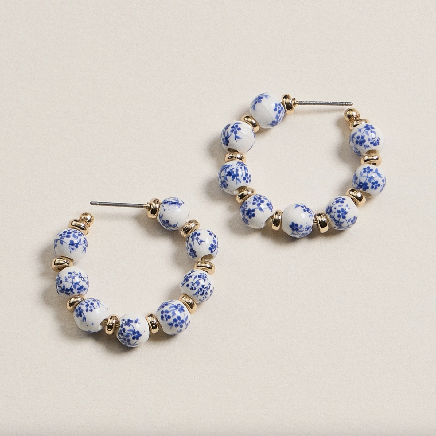 Marian Ceramic Hoop Earrings – “Heavenly Blooms”