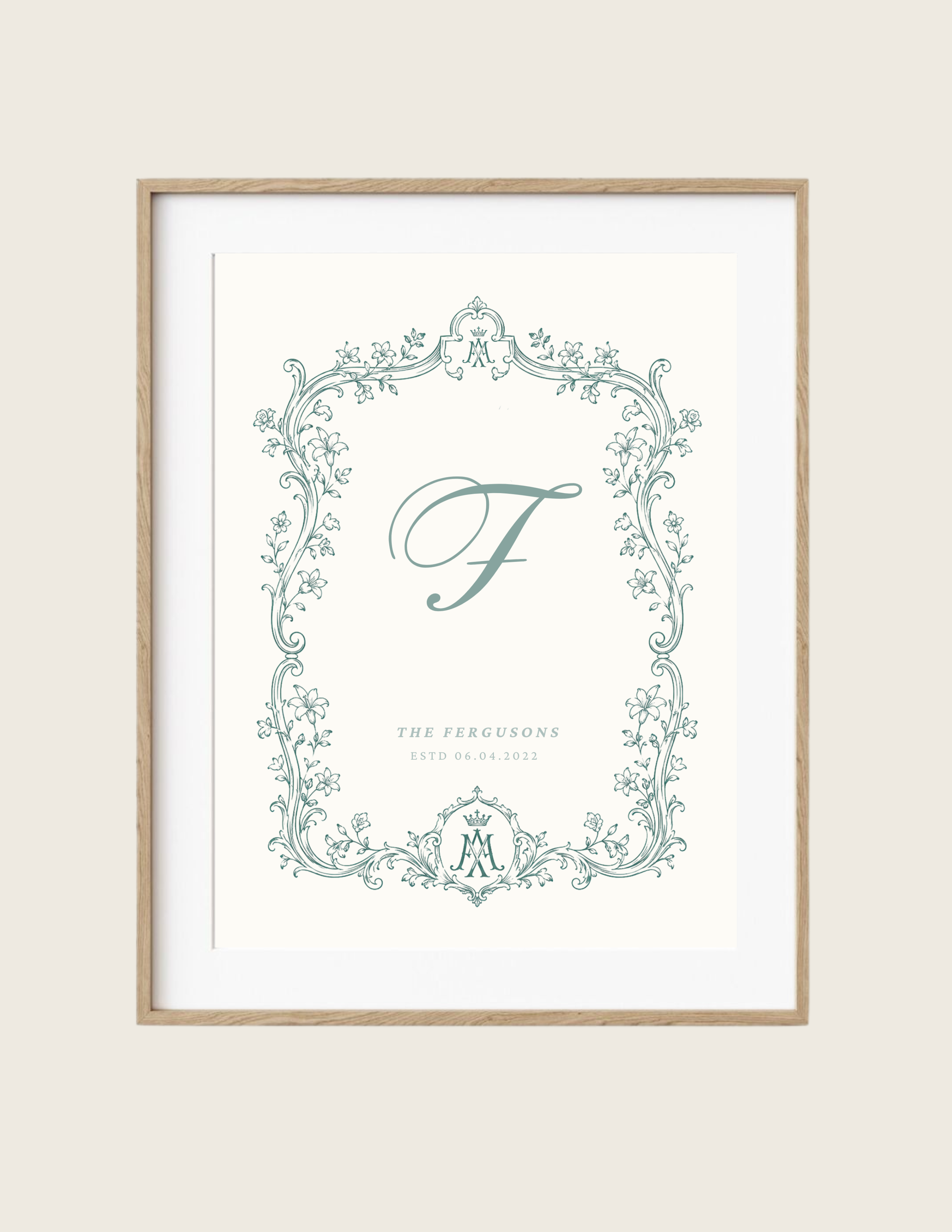 Custom Catholic Wedding Marian Monogram Print