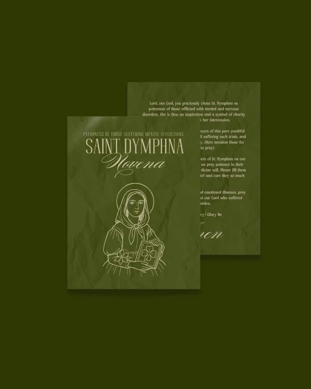 St. Dymphna, Patron Saint of Those Suffering Mental Afflictions Novena Prayer Card