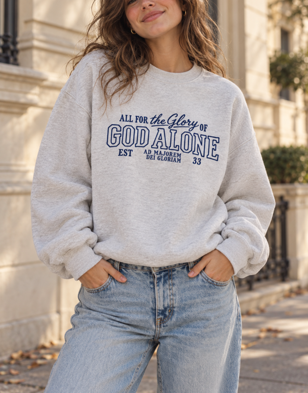 All For The Glory of God Alone Crew neck sweatshirt