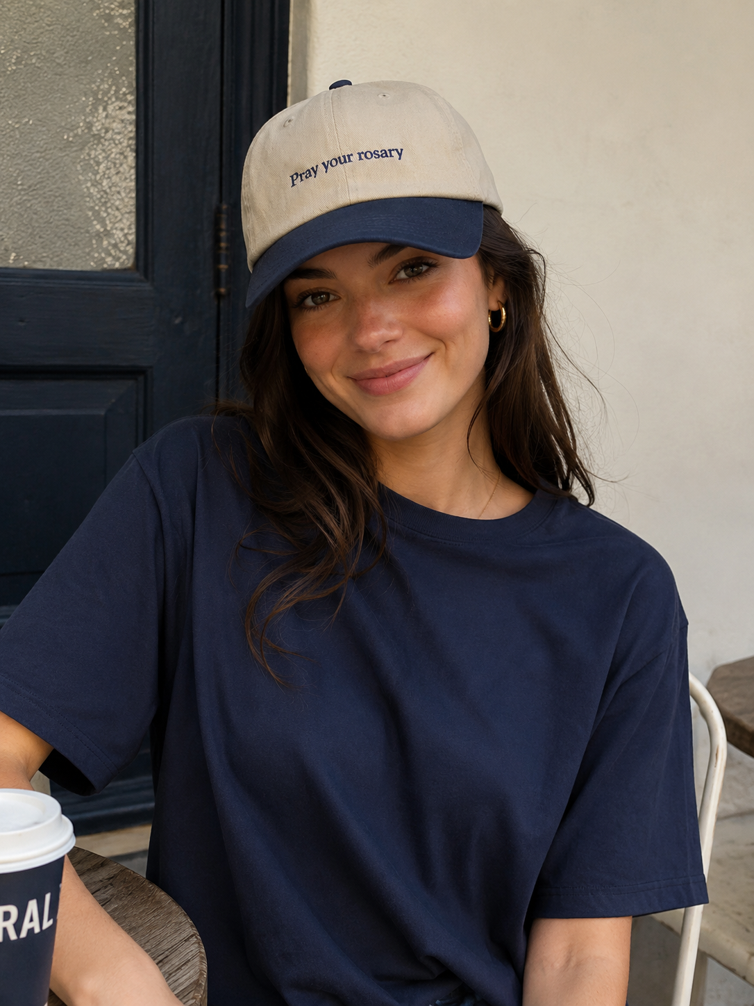 Pray Your Rosary garment washed baseball cap