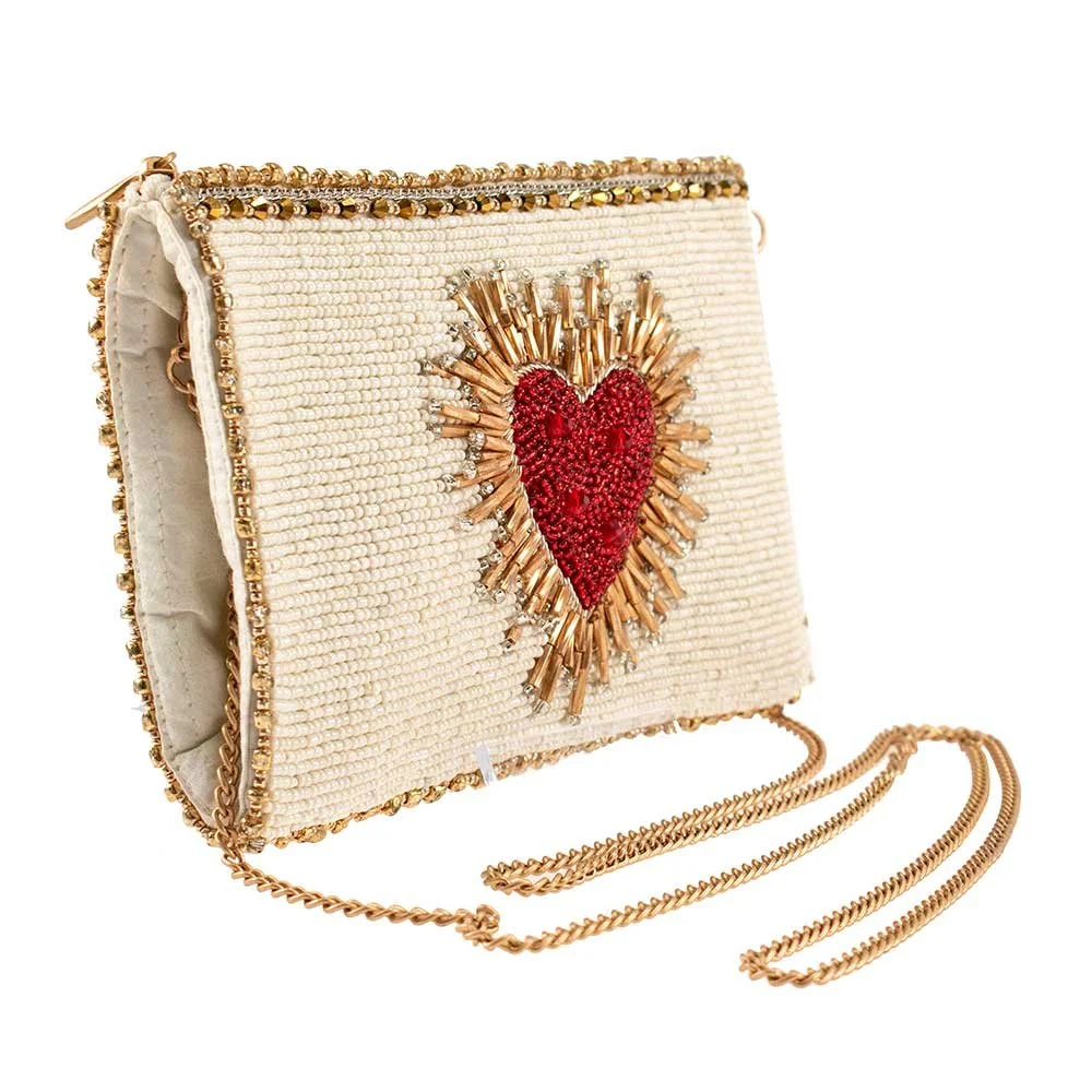 Beaded Sacred Heart Crossbody Purse