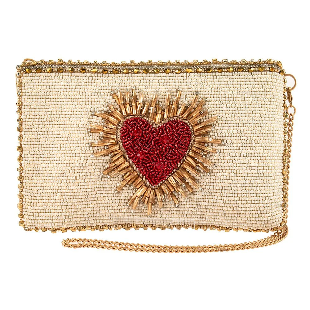 Beaded Sacred Heart Crossbody Purse
