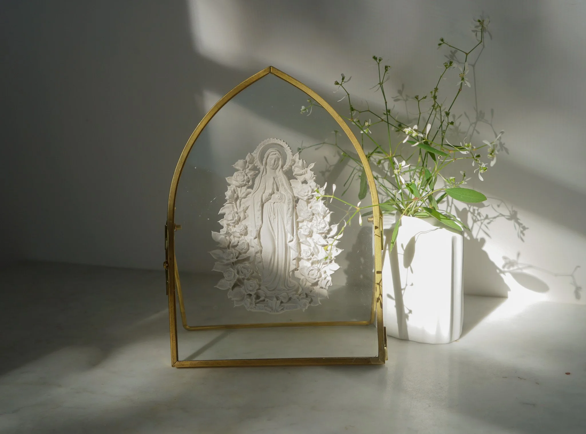 Our Lady of Lourdes Floral Intaglio