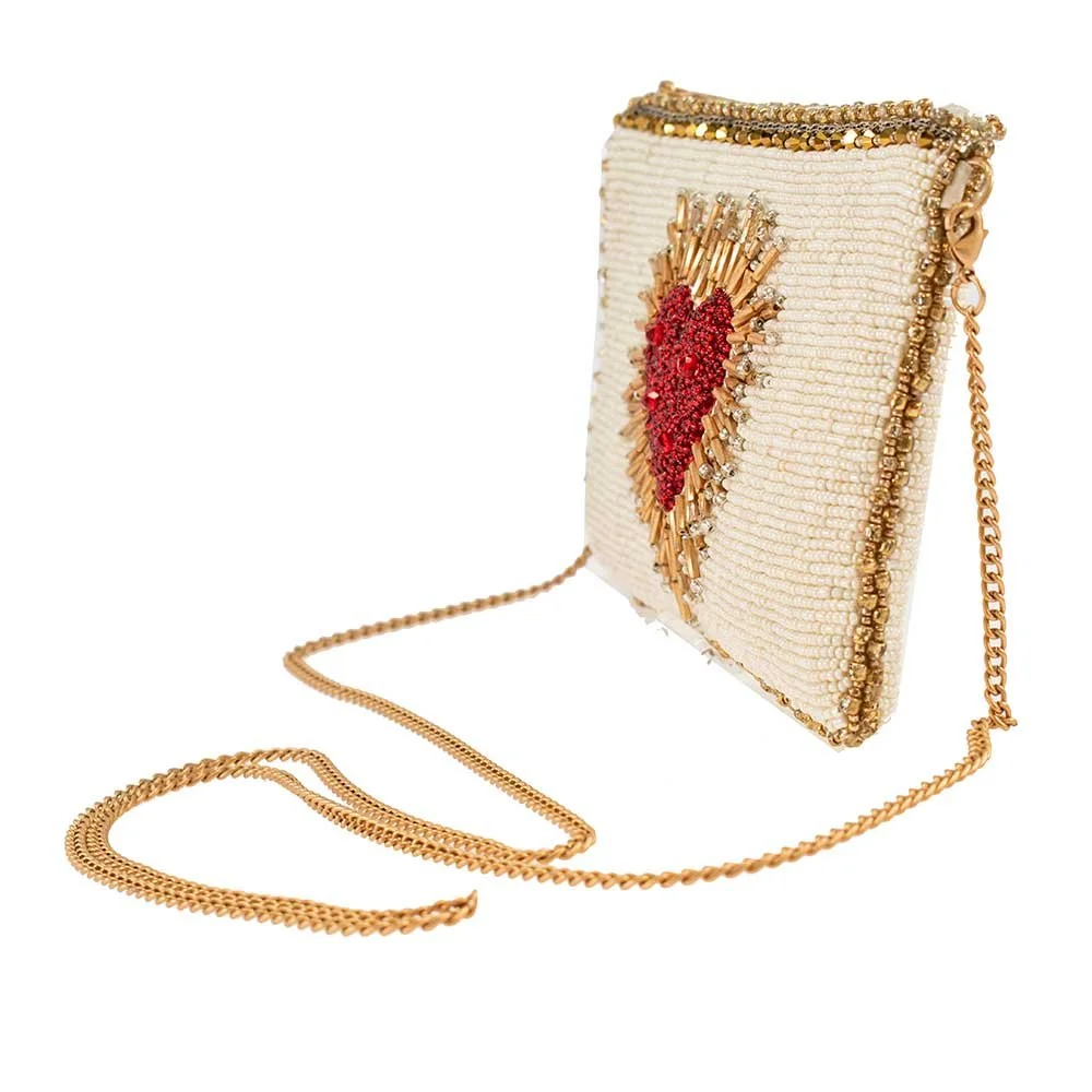 Beaded Sacred Heart Crossbody Purse