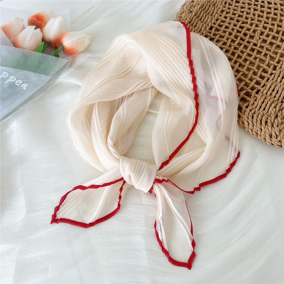 St. Rita of Cascia Pleated Sheer Square Scarf