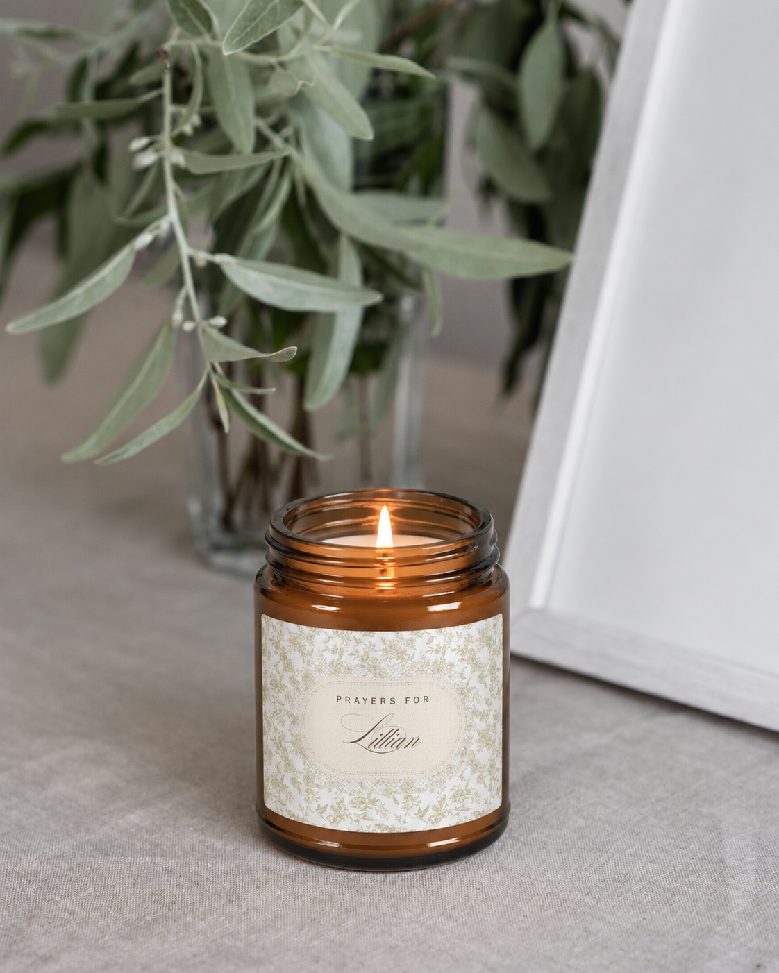 Custom "Praying For" Amber Jar Soy Candle  — Green
