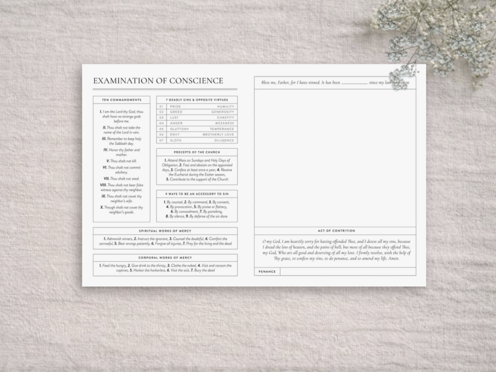 Catholic Examination of Conscience Notepad