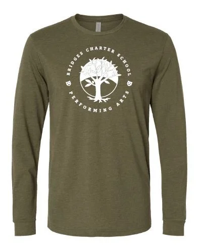 Bridges Performing Arts military green long sleeve tee - 2024.JPG