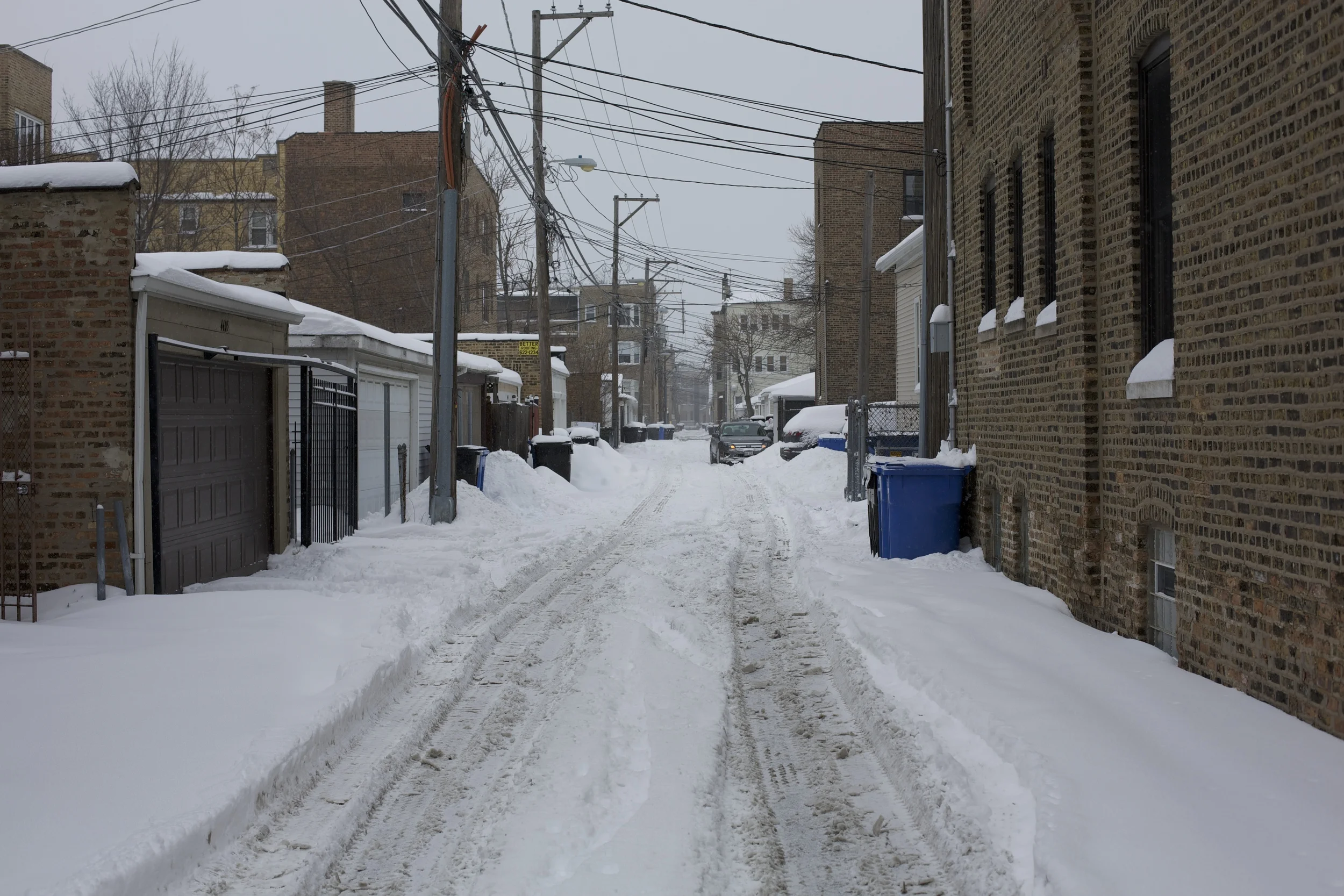 Generally unplowed, the Alleys are only disturbed by the tracks of cars as they attempt to free themselves