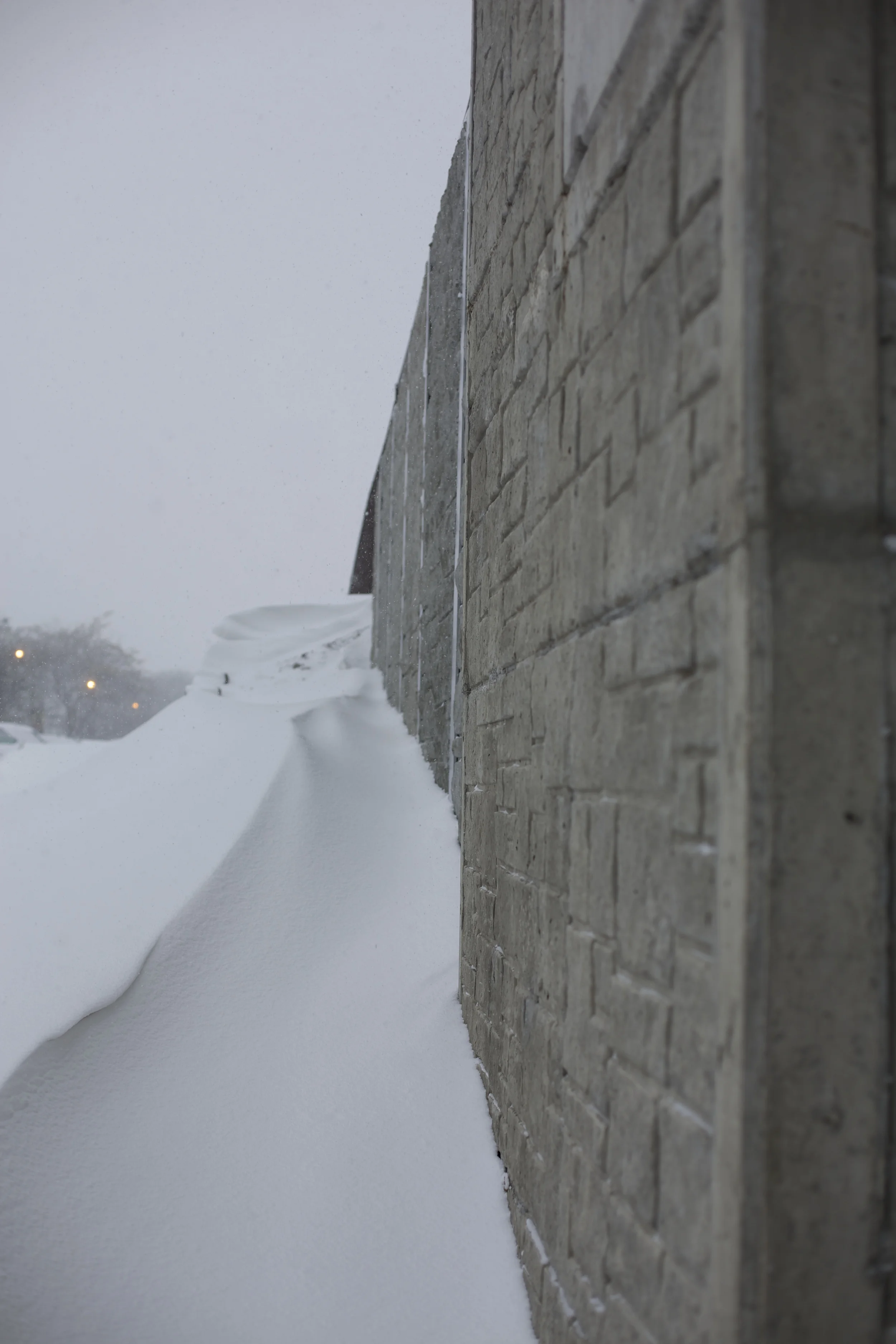 The Metra overpass focuses the wind, creating delicate snowdrift ranges
