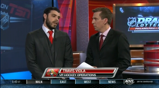 Travis talking to TSN shortly after the Panthers won the first overall pick in the 2014 NHL Draft Lottery,
